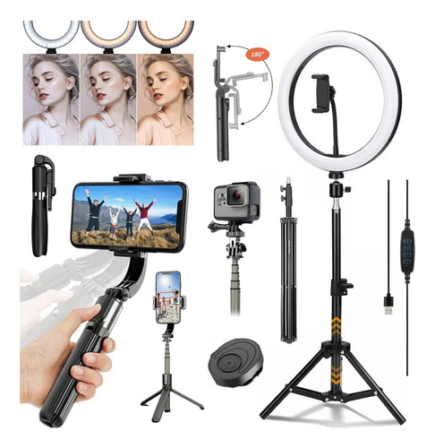 Ring Light Kit Youtuber Compativel Com iPhone E Android