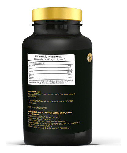 Bronze Caps - Suplemento Alimentar - 60 Cápsulas - Bronzeado Natural