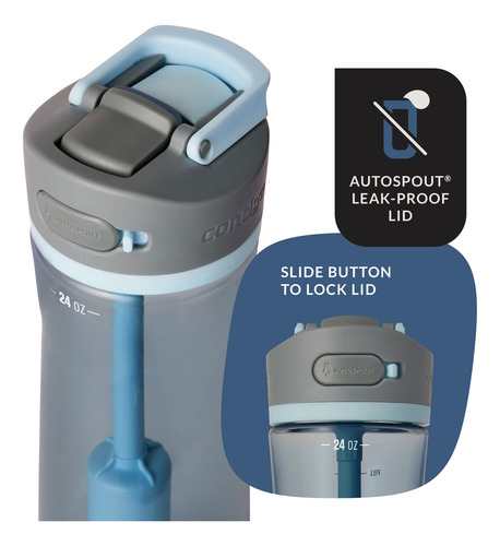 Termo De Plastico Contigo 0.7l Con 2 Filtros -gris