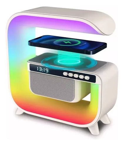Bocina Inalámbrica Con Bluetooth Luz Led Batería Recargable Blanco