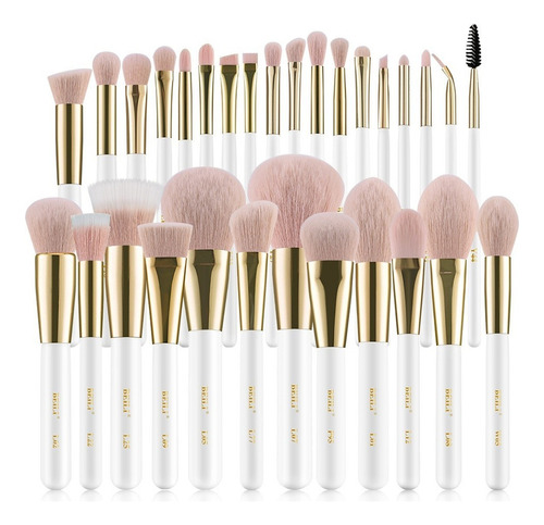 Juego De Pinceles De Maquillaje Beili White Golden 30pcs Sof