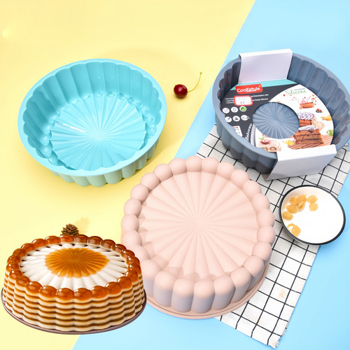 Molde De Silicón Redondo Diseño Solar Antiadherente Para Pan, Gelatinas Y Pasteles 2 Pzs