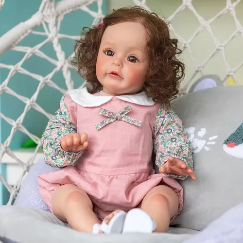 Bebê Boneca Reborn Menina Em Tecido Realista Original 60cm