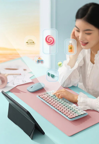 Paquete De Teclado Y Mouse Inalámbrico Ugreen Rosa Mouse Rosa Claro