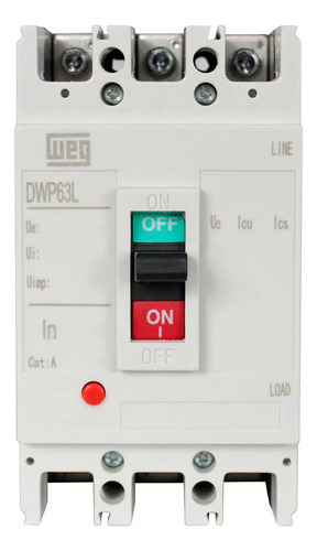 Disjuntor Caixa Moldada 3p 15ka 400v 32a Dwp63l-32-3 - Weg