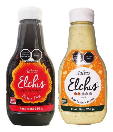Salsas Elchis Mix 6 Black Fire Y 6 Peron Serrano - 12 Piezas