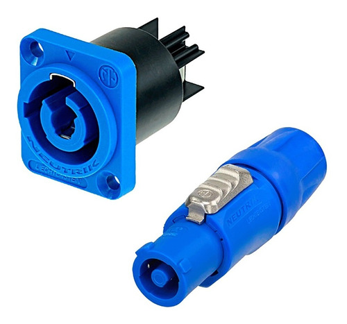 2 Conector Neutrik Powercon Cabo Macho E Fêmea Azul 20a Par