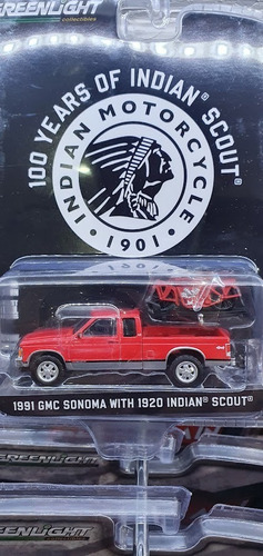 1991 Gmc Sonoma + 1920 Indian Scout Moto Greenlight 1/64