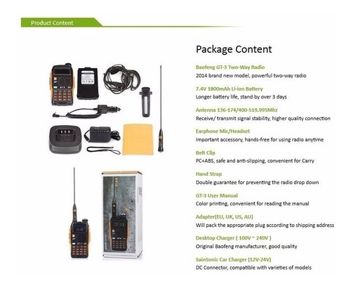 Baofeng Gt3 Mark Ii Vhf / Uhf Oferton Garantia De Baofeng!!!