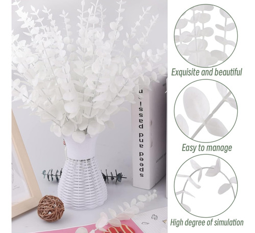 36 Pcs Tallos De Eucalipto Blanco Eucalipto Artificial Hojas