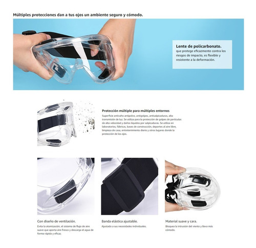 Imagen 3 de 8 de Gafas Antiparras De Proteccion Seguridad Policarbonato Pro