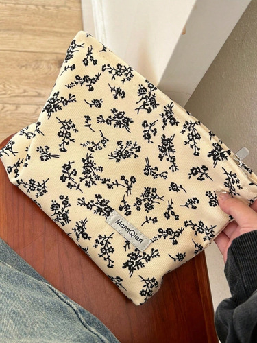 Bolsa De Maquillaje De Flores Secas De Pana Para Mujer, Bols
