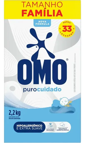 Sabão em pó Omo Puro Cuidado Hipoalergênico Caixa 2,2 kg