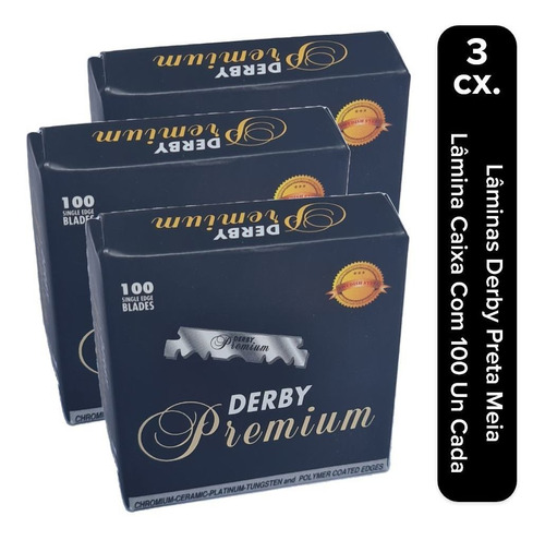 300 Navalias Lâminas Derby Premium  Cortadas Para Navalhetes