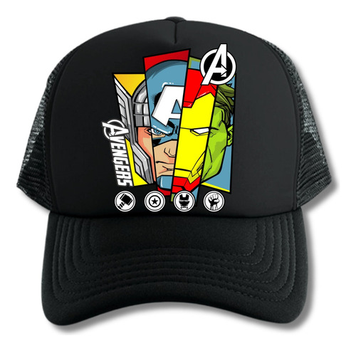 Gorra Trucker The Avengers Vengadored Heroes Series Black