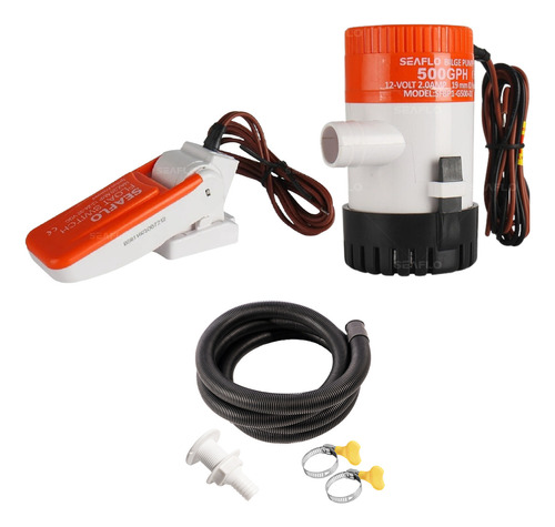 Kit Bomba 500gph 12v + Automático E Saída Costado 3/4 Seaflo