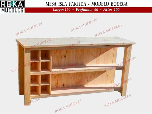 Imagen 4 de 5 de Mesa Isla Con Bodega 120 Desayunador Pino Roka
