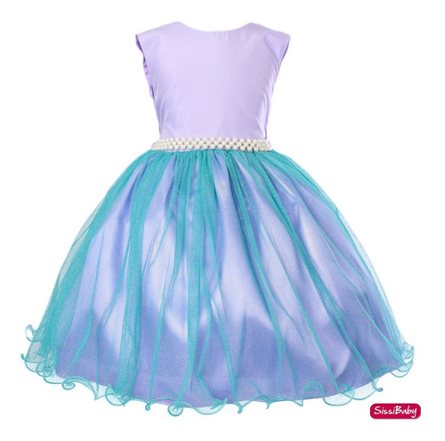 Vestido Infantil Ariel Baby Pequena Sereia Princesa Festa