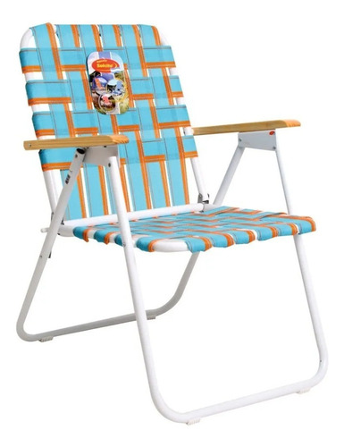 Imagen 6 de 9 de Sillón Plegable Alto Cintas Solcito Playa Jardín Acero X2
