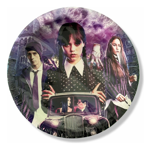 Pack 10 Platos Cumpleaños Merlina Wednesday Addams Decoracio