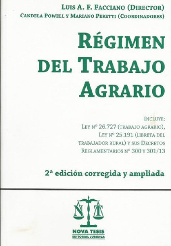 Libro - Régimen Del Trabajo Agrario, De Facciano, Luis. Edi