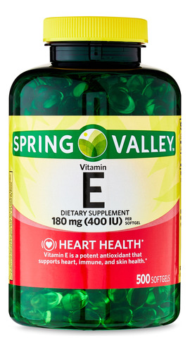 Spring Valley Vitamina E 180 Mg 500 Cápsulas