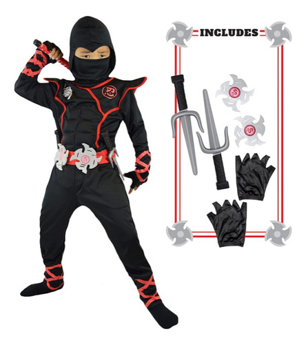 Disfraz De Halloween Ninja Deluxe Para Cosplay Con Dardos Pa