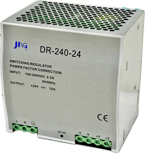 Fonte Chaveada p/ trilho din Dr-240-24 240w E 110/220v Saída dupla 24vcc 10a Jng