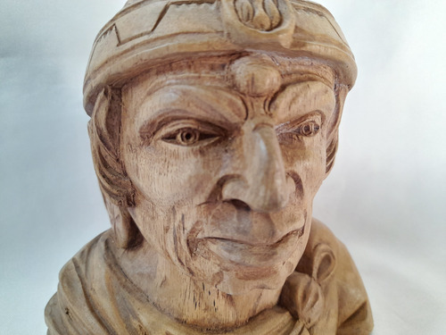 Busto Cabeza Indio Aborigen Tallada En Madera Marrón Claro (Usado)