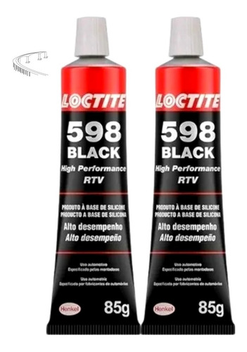 2 Colas Silicone Loctite Black 598 85g Alta Performance 