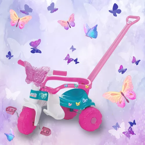 Triciclo Motoca Infantil Butterfly Rosa Magic Toys Sem Luz