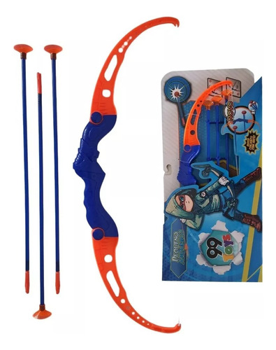 Kit Arqueiro Arco E Flecha Infantil + Alvo Menino Menina Cor azul e laranja