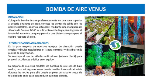 Imagen 6 de 10 de Bomba De Aire Para Acuario Venus Aqua Ap-408a + Delivery