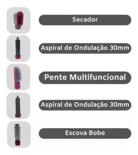 Escova 5 Em 1 Secadora Modeladora E Alisadora Gold