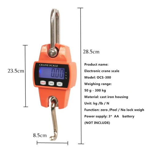 Báscula Lcd Digital Portátil Industrial Para Colgar 4-300 Kg