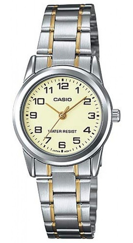 Reloj Casio Ltp-v001sg-9b Originales Local Barrio Belgrano Color de la malla Plateado/Dorado Color del bisel Plateado Color del fondo Beige