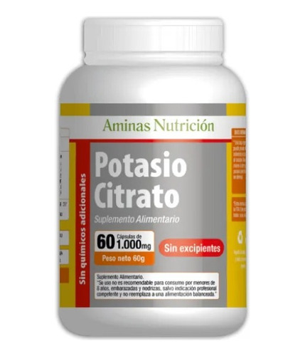 Citrato De Potasio 1000mg 60 Capsulas Aminas Nutricion