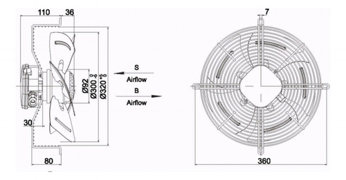 Ventilador Axial Industrial 300mm Aspirante Weiguang 220v