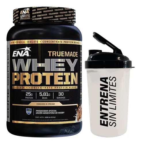 True Made Whey Protein 2 Lb Ena + Vaso Isolate Concentrate Sabor Cookies & Cream