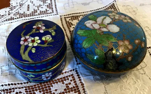 Caja Tecnica Cloisonne Oriental Lote X2 Antigua Año 1904