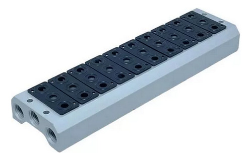 Bloco Manifold 10 Válvulas Pneumática 3/2 Vias 1/4 Bsp 8mm