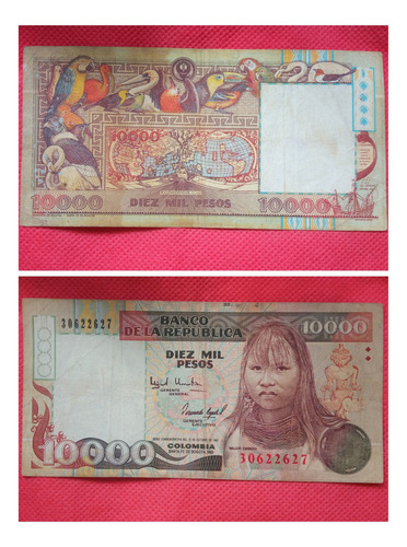 Billete De 10.000 Pesos, Embera, 1993.