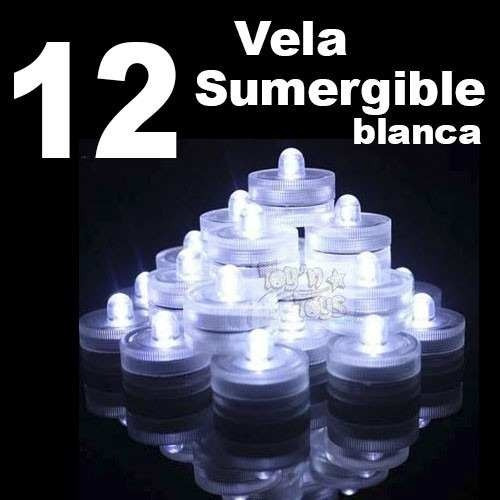 12 Vela Led Sumergible Luz Blanca Centros Mesa Fiesta Boda