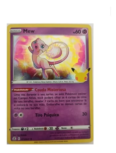 Mew Dourado Foil Celebrações Pokémon Carta Português 25/25 em Promoção na  Americanas