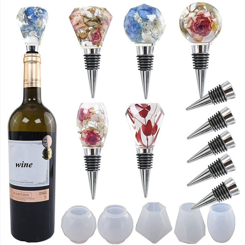 Molde de silicona epoxi de corcho para botellas de vino, 5 piezas