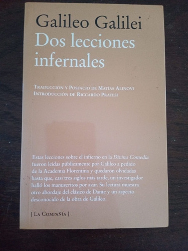 Galileo Galilei Dos Lecciones Infernales Riccardo Pratesi