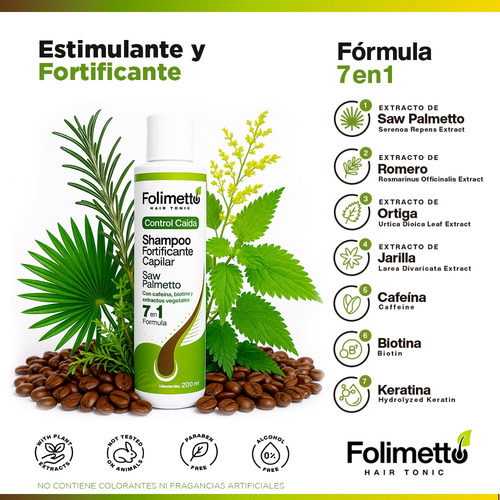 Shampoo De Sabal Anticaída Alopecia Caída Pelo Hombre Mujer