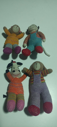 Peluches De Bordado Crochet Vaca,oso Mono, Perro