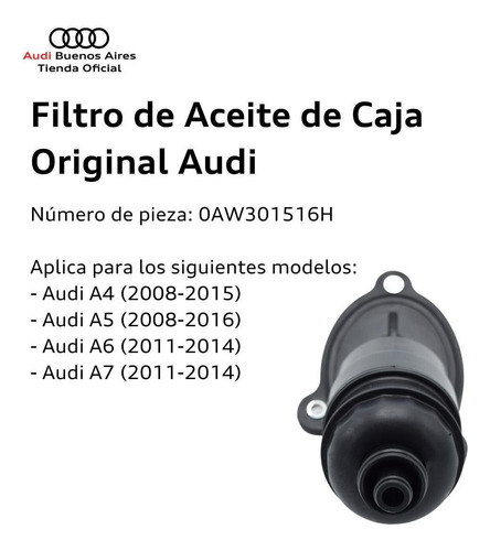 Filtro De Aceite De Caja Original Audi A5 Sportback