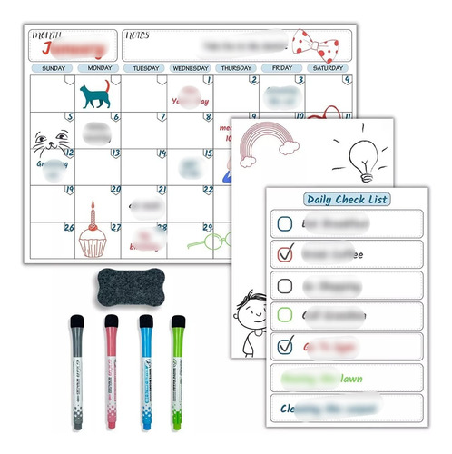 Planeador Mensual Magnético 3 Tableros Borrador Marcadores